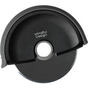 Mindful Design Pizza Cutter Wheel with Protective Blade Cover, Easy to Clean and Dishwasher Safe Handheld Pizza Slicer (Black)