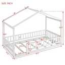 Harper & Bright Designs Twin House Bed with Safety Fences and Door, Solid Wood House Floor Bed Twin, Montessori Bed Frame for Boys, Girls, Playhouse Design & No Spring Box Needed, White
