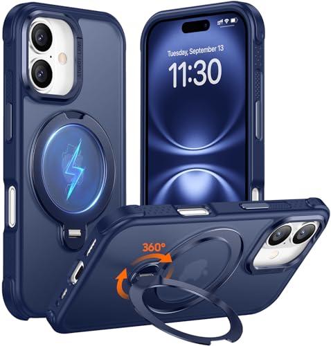 Temdan Magnetic Ring Stand Compatible with iPhone 16 Case 6.1 inch 2024 -Blue