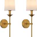 PASSICA DECOR Wall Sconce Set of 2 Hardwired Vintage Antique Brass Sconce Candle Wall Light for Bedroom Living Room Vanity Farmhouse Bathroom Hallway