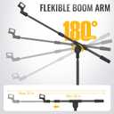 GLEAM Microphone Stand for Light Microphone less than 1 LB - Tripod Boom Arm Mic Stand with Carrying Bag, 2 Mic Clips and Screw Adapter Portable for Singing Performance Wedding Stage and Mic Mount