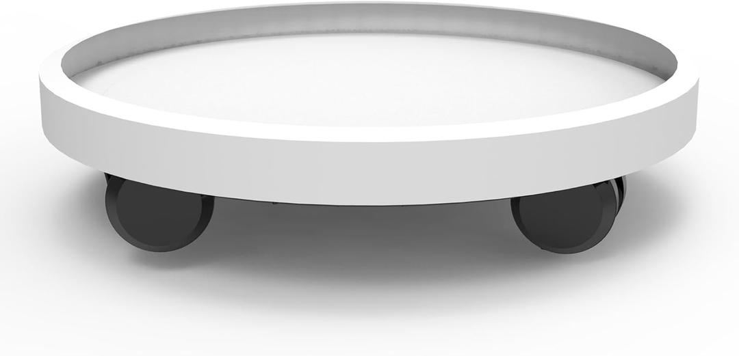 9.8 Inch Heavy Duty Plant Caddie with Wheels,Rolling Plant Stand Pot Trolley,Wheeled Planter Saucer Tray,Potted Flower Mover Dolly with Casters Round Coaster for Indoor Outdoor (White)