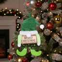 Knitgrip Christmas Lighted Wreath Gnome Xmas Gnome Door Wreath Artificial Santa Xmas Hanging Sign for Door Window Wall Decorations Farmhouse Christmas Home Decor(Green)