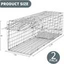 Qualirey 2 Pack Live Animal Trap Cage 17 x 7.09 x 8.27 Inch Cat Trap Cage Foldable Steel Humane Catch and Release Animal for Groundhog Squirrel Raccoon Mole Gopher (Silver)