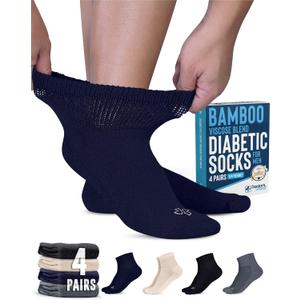 Doctor's Select Diabetic Socks for Men - 4 Pairs Diabetic Ankle Socks for Men | Non Binding Neuropathy Socks (M)