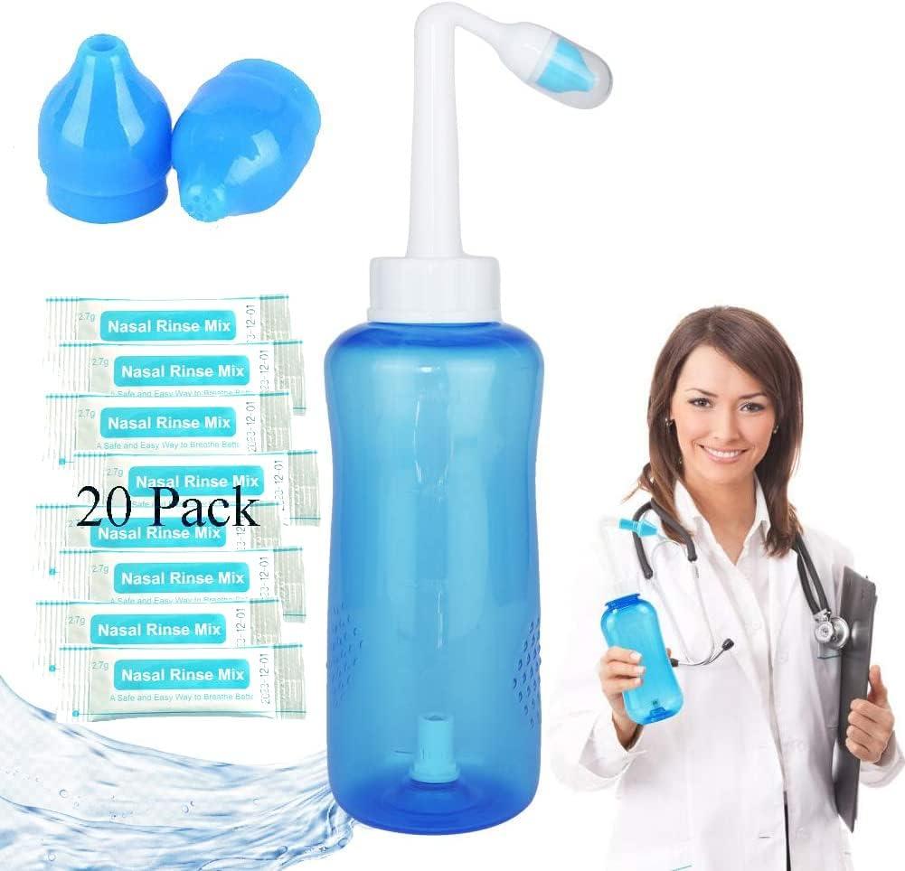 2 x Nasal Wash Bottle, Sinus Rinse Bottle Nose Wash Cleaner 300ml Nasal Wash Bottle Pot Device Nasal Irrigation - Nose Care and Moisturizing for Adult & Kid (1)