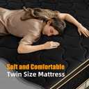 Twin Mattress 10 Inch Medium Firm Hybrid Mattress Twin Size Memory Foam Pocket Springs Twin Bed Matress in a Box for All Sleeping Positions Motion Isolation Comfortable Sleep (Black, Twin 10 inch)