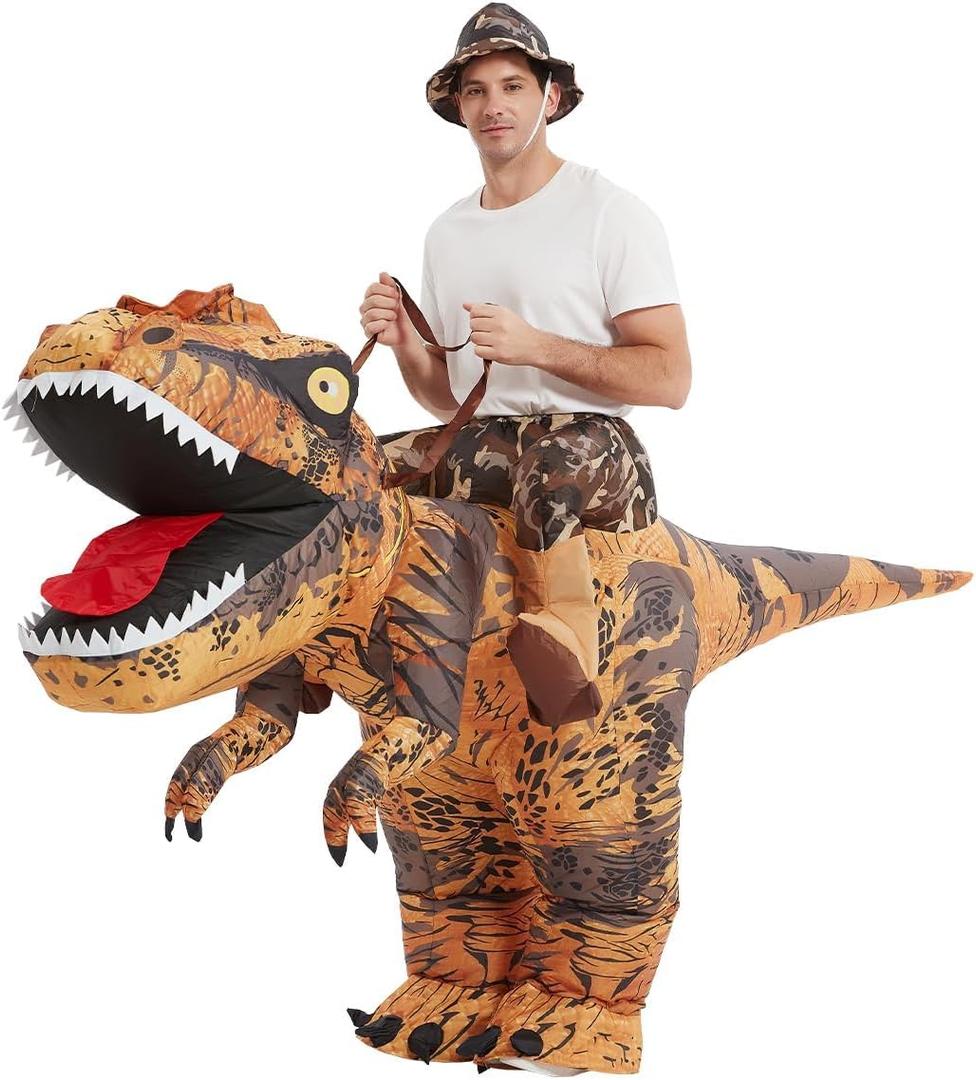 GOOSH Inflatable Dinosaur Costume Adults Halloween Party Blow up T Rex Outfit, Lightweight & Flexible for Cosplay, Parades (72 INCH)