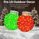 2pc Lighted Pop-Up Outdoor Christmas Ornament Set, Holiday Ball Decorations with 120 LED Lights, Outdoor Christmas Decor Collapsible for Yard - Red/Green