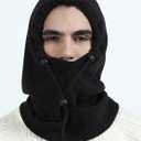 Heat Logic Sherpa Fleece Balaclava and Trapper Hat for Men, Warm Winter Face Mask for Adult, Face Cover Winter Hat (Black)