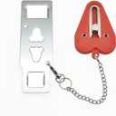 Portable Door Lock Double Hole Security Door Locker Latch Metal Lock Home Room Hotel Theft Security Lock 1Pcs (Color : Black)