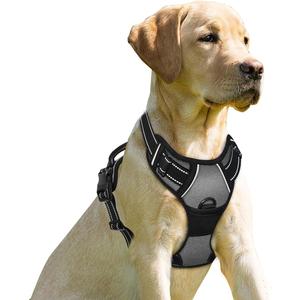 BARKBAY No Pull Dog Harness Front Clip Heavy Duty Reflective Easy Control Handle for Large Dog Walking (Dark Grey, L) (Large (Chest:27-32"))