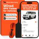 Wired GPS Tracker for Vehicles, No Subscription with Real-Time Location, Easy Install, Speeding Monitoring, Route History, Geofence, for Fleets & Families, USA, Moto Watchdog