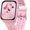 Kids Smart Watches Girls Gift Age 6-12 with 12 Puzzle Games, Heart Rate, Sleep Monitor, Pedometer, Flashlight, 1.83" Touchscreen IP68 Waterproof Kid Watch Brithday Gift for Girls (Pink)
