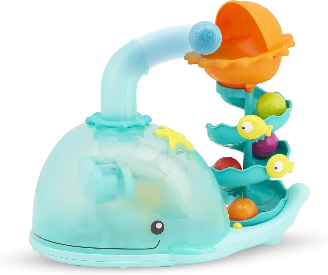 B. toys Musical Whale Ball Popper with Lights Developmental Sensory and Fine Motor Development Baby Toy with 5 Balls Babies, Toddlers Poppity Whale 9+ Months, Medium