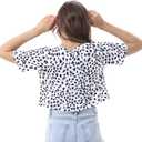 Womens Graphic Tees Crop Top,Trendy Short Sleeve Summer Dalmatian Print Cropped Crop Tops for Womens