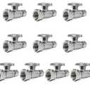 Pack of 10 EFIELD 1/2" FIP Iron Pipe x 3/8" Compression Chrome 1/4-Turn Straight Stop Water Shut-off Ball Valve,(VALVE057-10PCS)