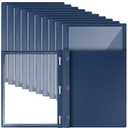 Teling 36 Pcs Report Covers with 3 Prong Fasteners Clear Front Presentation Folders Frame View Poly Report Folder Presentation Binder for Paper Document School Office (Navy Blue)