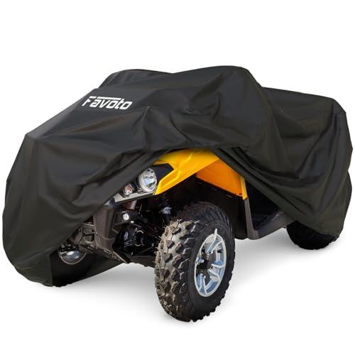 Favoto ATV Cover Waterproof Outdoor - Heavy Duty 4 Wheeler Cover Quad Cover All Weather Dust Rain Sun Protection Compatible with Kawasaki Polaris Yamaha Honda 82.7" Windproof Vehicle Cover
