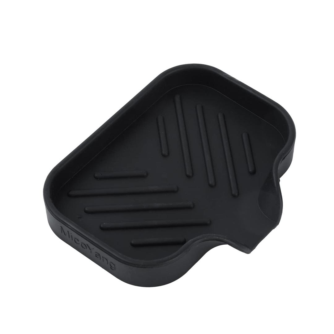Premium Silicone Soap Dish with Drain Spout - Multifunctional Sink Organizer for Kitchen and Bathroom, Holder for Dish Soap Dispenser, Scrubbers,Sponges - Silicone Sponge Holder (Black)
