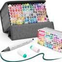 Alcohol Markers Set, 120 Colors Dual Brush Tip Art Markers for Drawing, Professional Alcohol Based Markers for Artists Beginners Adults, Blendable Markers for Coloring Illustration Sketching