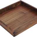 12 x 12 Inches Small Square Black Walnut Wood Ottoman Tray, Serve Tea, Coffee or Breakfast in Bed, Classic Wooden Decorative Serving Tray