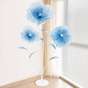 Giant Flowers for Decoration with Stand 5.57FT Blue Large Fake Flowers Big Faux Silk Floral for Outdoor Party Ceremony Reception Photography Props Mall Display