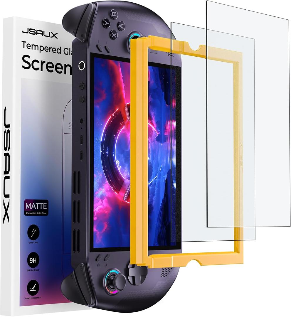 JSAUX 2-Pack Anti Glare Screen Protector for Legion Go S 8" (2025), Easy to Install with Guiding Frame, 8 inch Full Coverage, Matte Tempered Glass Protector Accessories, Anti-Scratch, Anti-Fingerprint