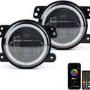 Xprite Fog Lights with RGB Halo Angel Ring and Turn Signal Light, IR & Bluetooth Wireless Dual Controlled Foglights Compatible with 2007-2018 Jeep Wrangler JK JKU, DOT Approved