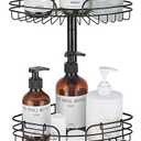 WPT Black Shower Caddy Tension Pole for Bathroom, Stainless Steel Corner Shower Caddy Organizer Stand for Bathtub Shampoo Storage, 4 Tier Adjustable Shelves, 28.7 to 104.7 Inches