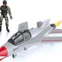 Lollipop United States Air Force Sky Raider Fighter Jet Toy Airplane with Pilot & Missile - Realistic Military Aircraft & Soldier Action Figure - Bomber Plane Model for Kids 3+