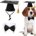 Lamphyface Pet Graduation Caps with Bow Tie Necktie Collar Dog Graduation Hats Accessory Costume for Dogs Cats