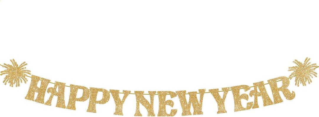 KatchOn, Glitter Gold Happy New Year Banner - 10 Feet, Bye 2026 Hello 2026 Banner | Happy New Years Decorations, Happy New Year 2026 Sign | New Years Eve Party Supplies 2026 | Nye Decorations 2026