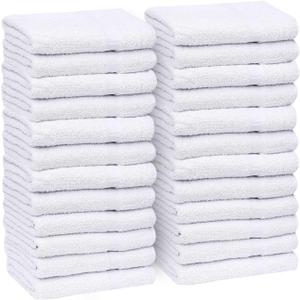 GOLD TEXTILES White Hand Towels 24 Pack (15x25 Inches) Cotton Blend Salon Towels Thin, Light Weight, Quick Drying Spa Towels, White