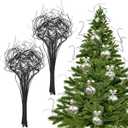 Syhood 60 Stem Black Christmas Curly Ting Ting Branches Xmas Glitter Curly Willow Branches Vase Filler Stems Tree Picks and Sprays for Christmas Decor, Wedding, Holiday and Home