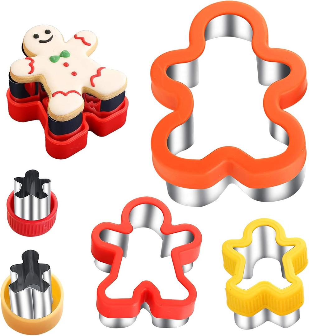 Gingerbread Cookie Cutters 5 Pieces 5 Sizes 1" to 4.9" Gingerbread Man Cookie Cutter