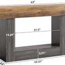 LITTLE TREE 63 Inches Long Console Table, 2-Tier Farmhouse Sofa Table Behind Couch, Large Narrow Entryway Table for Living Room, Wooden Hallway Foyer Table with Heavy Duty Base, Rustic Brown and Grey, 63 inches x 11.81 inches x 32.28 inches