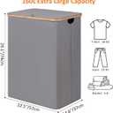 efluky Laundry Hamper with Lid, Trio Laundry Basket with 2 Removable Bags, 3 Section Laundry Bin with Bamboo Handles for Bathroom, Bedroom & Laundry Room, 160L (42.3 Gallon) Silver Grey
