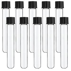 10pcs 20x150mm Glass Test Tubes, 30ml Boro Clear Propagation Tube for Plants, Tube Vials Container with Black Screw Cap, Scientific Experiment Candy Storage Crafts Small Bottle Jars