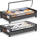 Yecaye Under Bed Storage with Wheels, 2Pack Under Bed Storage Containers, Underbed Shoe Storage Organizer, Rolling Under Bed Metal Drawers for Clothes, Blankets(30.71 x 16.93 x 6.69 in) (Grey)