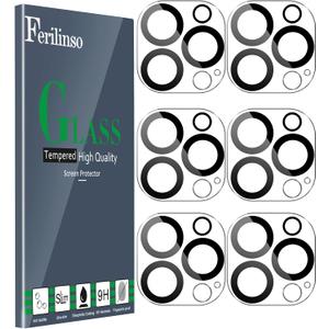 Ferilinso [6 Pack] Camera Lens Protector for iPhone 14 Pro Max iPhone 15 Pro Max iPhone 14 Pro iPhone 15 Pro Accessories camera screen Cover 9H Glass Unbreakable Protection Case Friendly