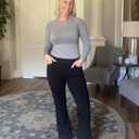 Stelle Women 28"/30"/ 32" Bootcut Dress Pants Business Casual Work Pants with Pockets Pull On Regular Slacks for Office (Black)