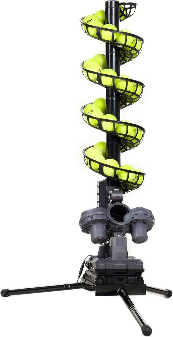 3807BH Tennis Ball Machine with Triangular Base, Adjustable Speeds, Oscillating Left&Right, Up&Down Swing Launch Port, for All Levels Training