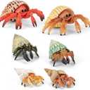 6PCS Hermit Crab Figurines Toys,Ocean Sea Animals Toys Figures, Realistic Soft Sea Creatures Toys for Kids Boys Girls,Birthday Gifts Cake Toppers Decoration for Toddlers Boys Girls