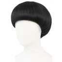 JoneTing Black Mushroom Wig+Hair Cap Bowl Cut Wigs Men for Halloween Party Wigs Short Black Funny Wig for Man Black Bob Hair With Bangs for Christmas Cosplay Costume