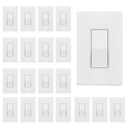 ENERLITES Matte White Light Switch with Screwless Wall Plate, Decorator Paddle Rocker Wall Switch, Single Pole, Grounding Screw, Residential Grade, 15A 120V/277V, UL Listed, 91150-MW-20PCS (20 Pack)