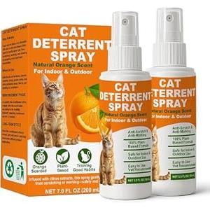 TPBEHMZ Cat Deterrent Spray 2 Pack, Natural Non-Toxic Plant Based Anti-Scratch & Anti-Marking Spray for Cats & Kittens, Orange Scent Pet Training Aid, Safe for Pets, Indoor Outdoor Furniture