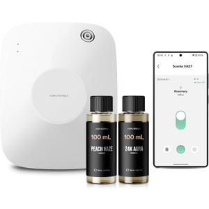 Airversa Smart Waterless Essential Oil Diffuser, 400mL Capacity with 200mL Fragrance Scent Oils, Up to 2000 sq ft Scent Air Machine with 12A1V Power Adapter for Large Room, ANA White Kit