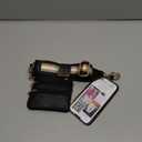 Save the Girls Clip & Go Bold Phone Strap (Stripe Black/Gold/White - Black Pouch) – Crossbody Phone Strap Chain with Zipper Wallet Pouch – Phone Lanyard with Zippered Pouch
