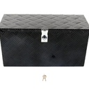 24'' Inch Stripes Plated ATV UTV Aluminum Tool Box Truck Bed Toolbox Waterproof Square Storage Organizer with Lock and Keys Black(‎24" L x 9.5" W x 12.5" H)